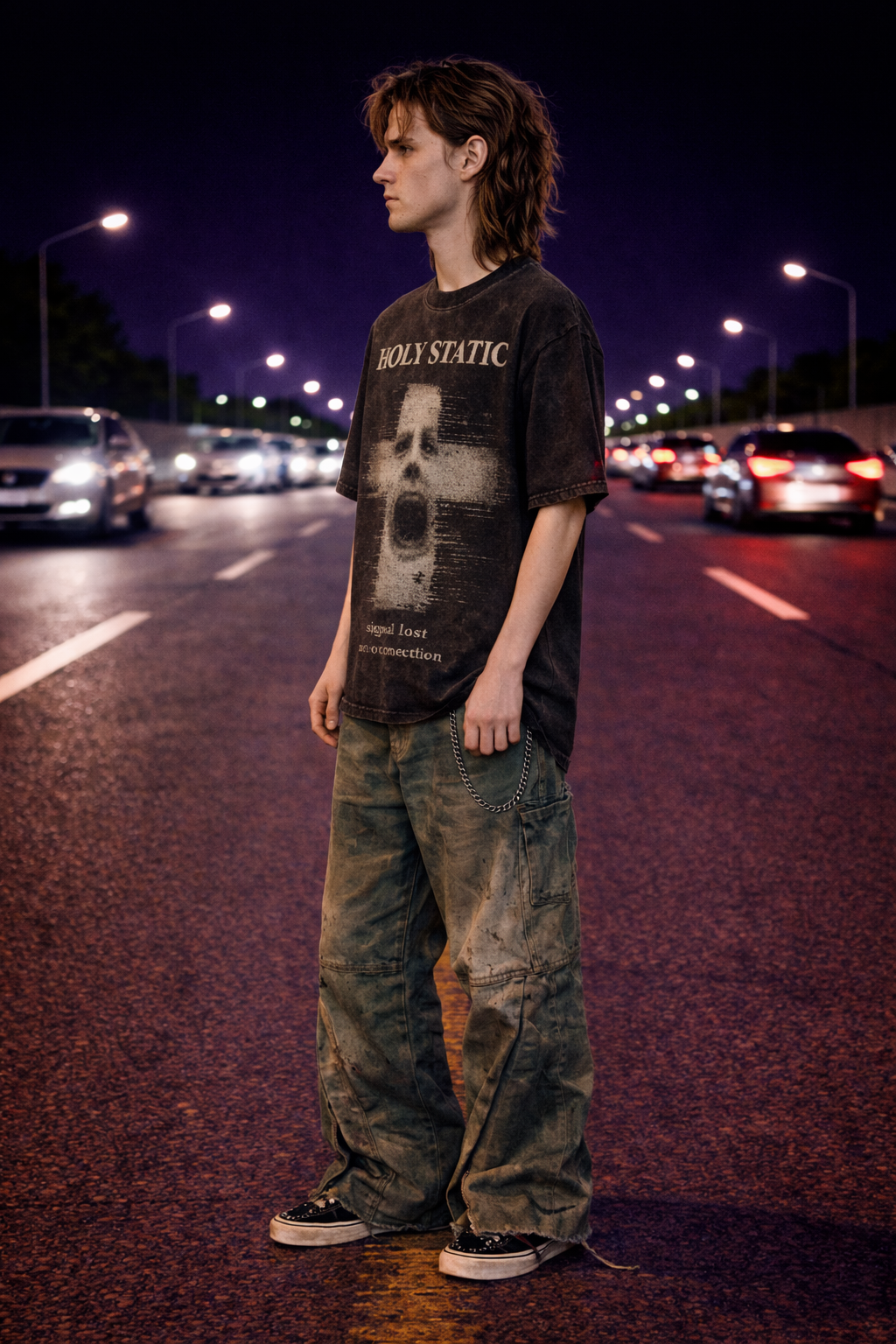 Holy Static “Signal Lost” Glitch Cross Tee