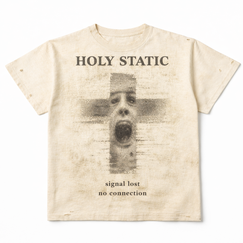 Holy Static “Signal Lost” Glitch Cross Tee